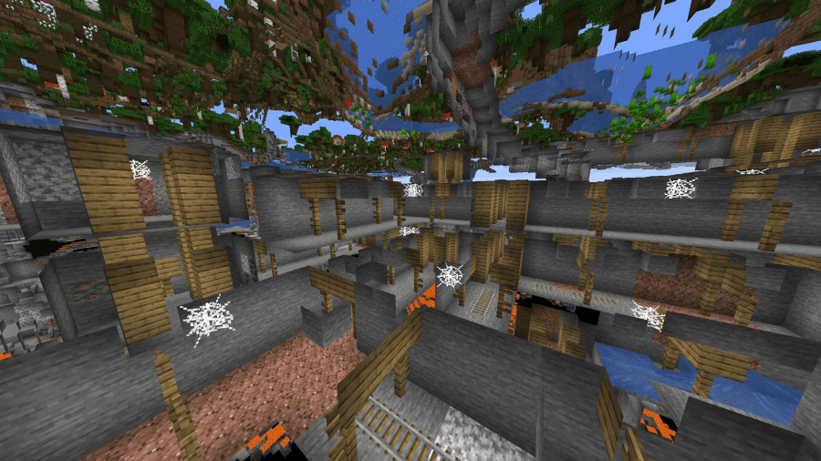 A very large open Minecraft mineshaft
