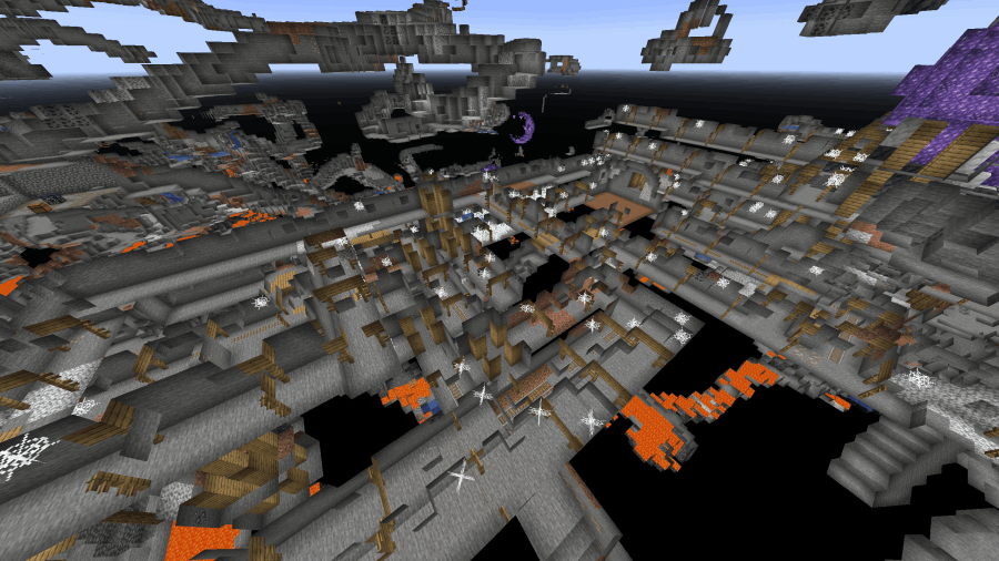 Several connected Minecraft mineshafts